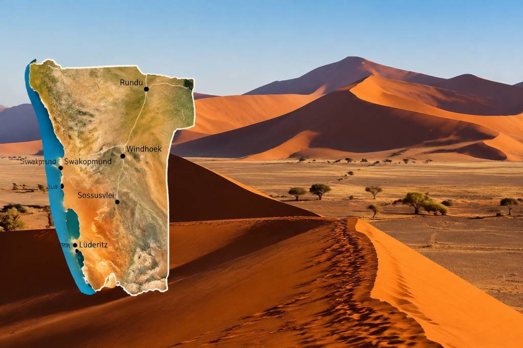 Désert du Namib : carte pour préparer votre voyage en Namibie